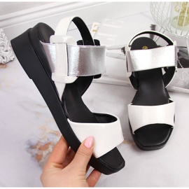 Sandales pour femmes à talon compensé avec Potocki blanc 1