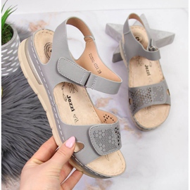 Sandales confortables pour femmes avec velcro gris Jezzi 2