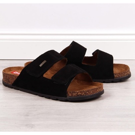Chaussons homme en cuir avec velcro noir Big Star JJ176001 1