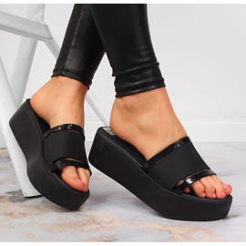 Pantoufles en caoutchouc pour femmes noires sur la plate-forme Zaxy HH285197 le noir 3