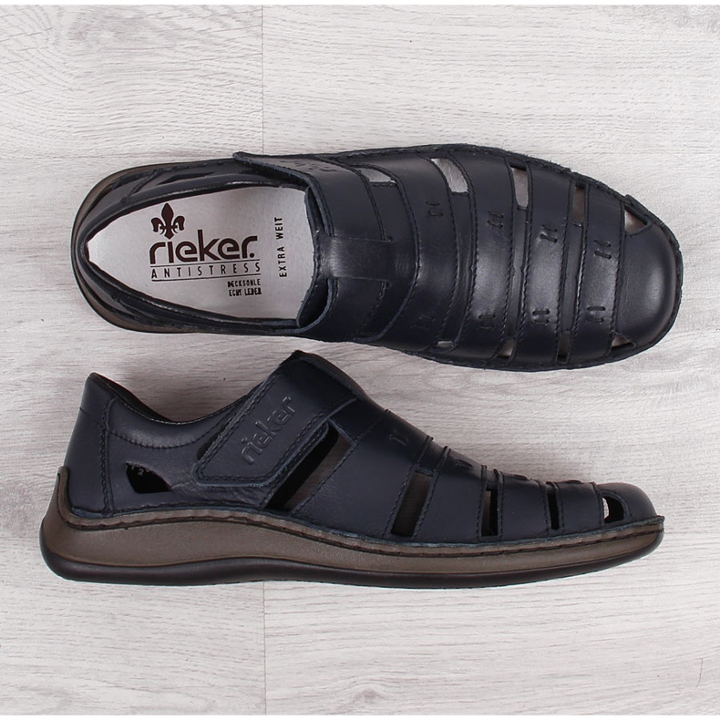Chaussures d'été velcro pour hommes Rieker 05279-14 le noir 1 Chaussures d'été velcro pour hommes Rieker 05279-14 le noir 1