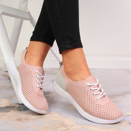 Chaussures femme en cuir ajouré rose Artiker 1