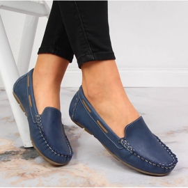 Mocassins cuir femme bleu marine Helios 398 1