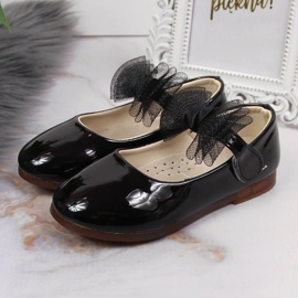 Ballerines fille avec velcro et nœud, noir Vinceza le noir 2