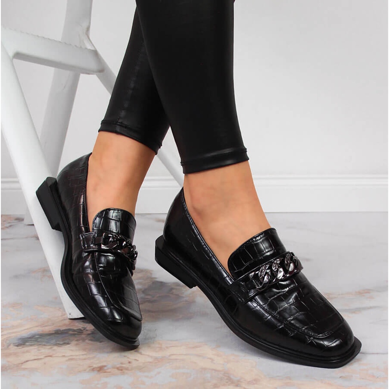 S.Barski Chaussures femme avec chaîne croco noir S. Barski 1