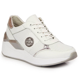 Baskets en cuir pour femmes sur un coin blanc Filippo blanche 2