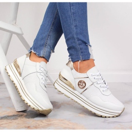 Baskets en cuir pour femmes sur la plate-forme Filippo blanche 1