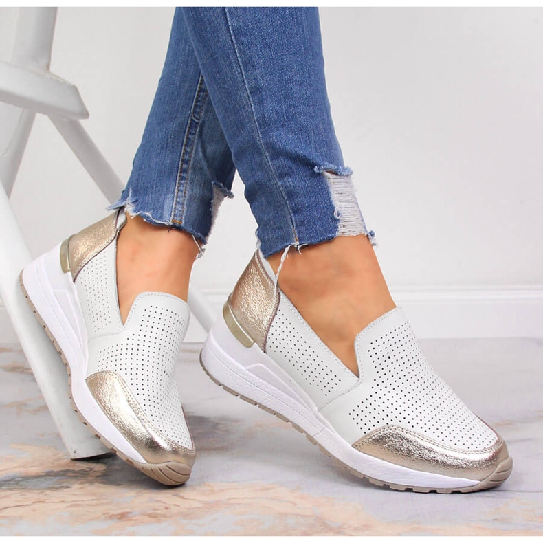 Chaussures compensées en cuir, blanc Filippo blanche 2