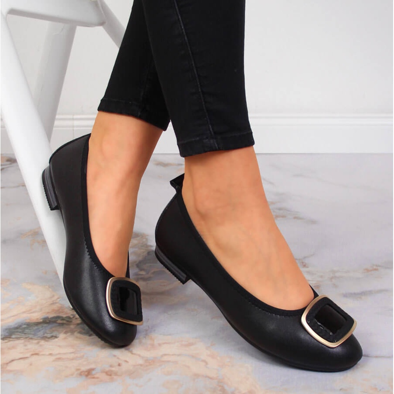 Ballerines femme en cuir noir Filippo le noir 1