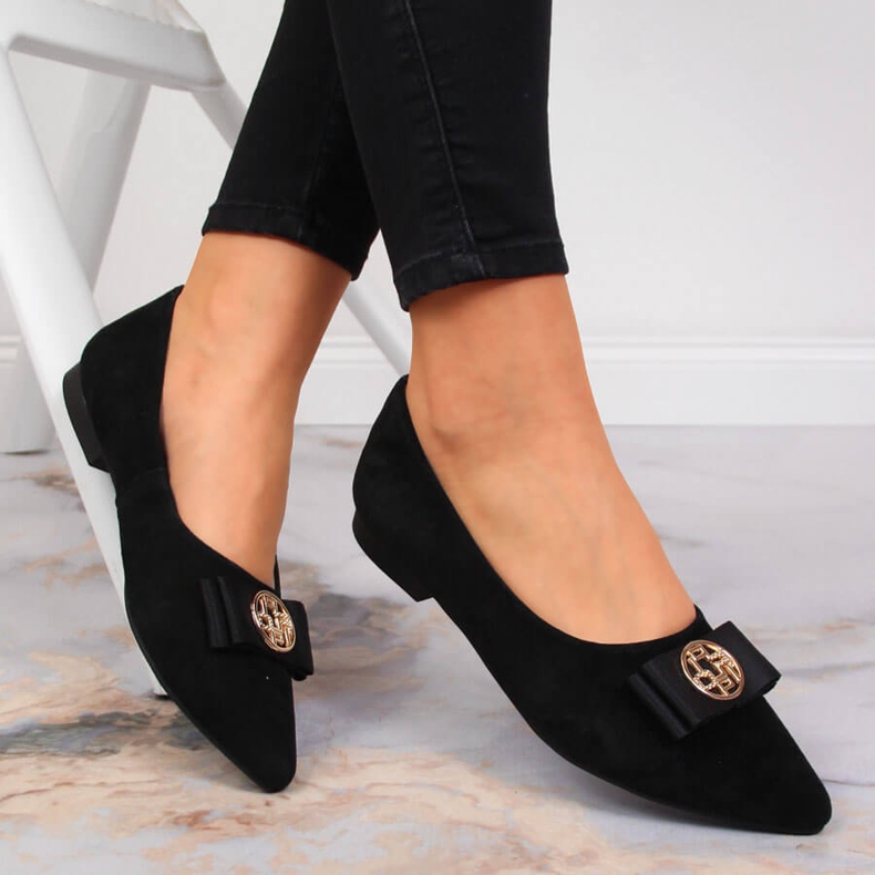 Ballerines pour femmes en cuir avec pointes Filippo noir le noir 1