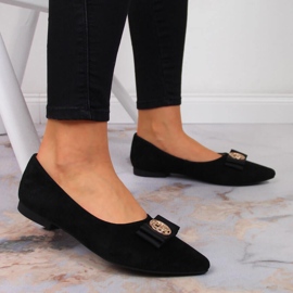 Ballerines pour femmes en cuir avec pointes Filippo noir le noir 6