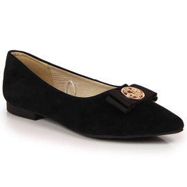 Ballerines pour femmes en cuir avec pointes Filippo noir le noir 2