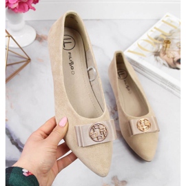 Ballerines en cuir pour femmes avec une pointe de beige Filippo 2