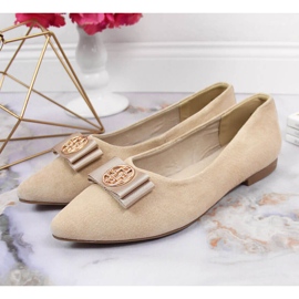 Ballerines en cuir pour femmes avec une pointe de beige Filippo 3