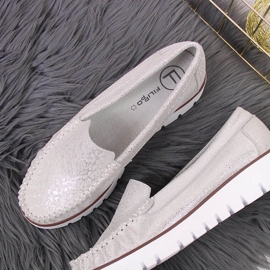 Mocassins en cuir sur une plate-forme Filippo argentée 2
