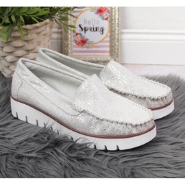 Mocassins en cuir sur une plate-forme Filippo argentée 3