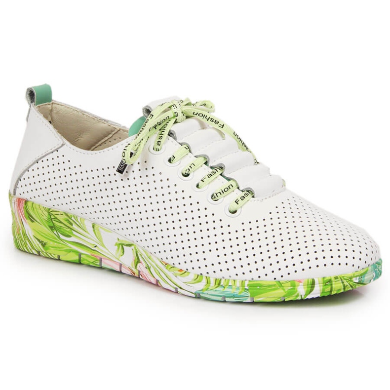 Chaussures femme en cuir blanc ajouré avec un coin Artiker 1