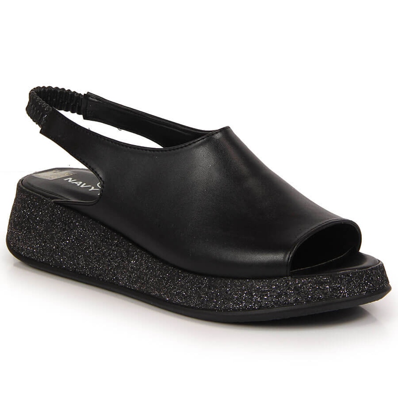 Sandales noires pour femmes sur la plateforme Navy Dot le noir 2