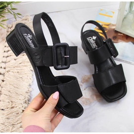 Sandales en cuir pour femmes noires Rieker 62663-01 le noir 1