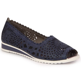 Chaussures ajourées femme, bout ouvert, bleu marine Jezzi 1