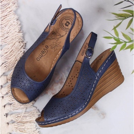 Sandales confortables à talon compensé eVento bleu marin 6