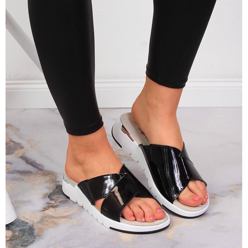 S.Barski Chaussons cuir verni noir femme S. Barski le noir 2