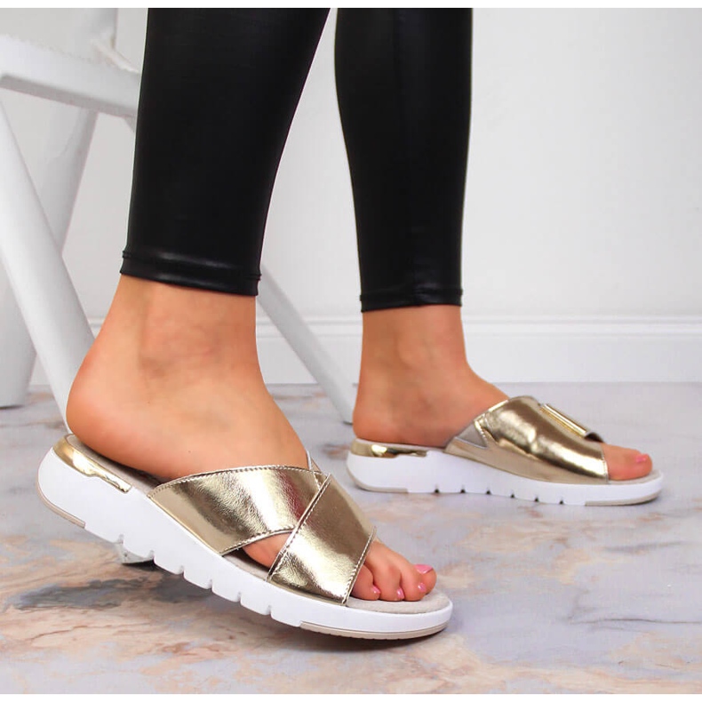 S.Barski Babouches femme en cuir laqué or S. Barski d'or 2