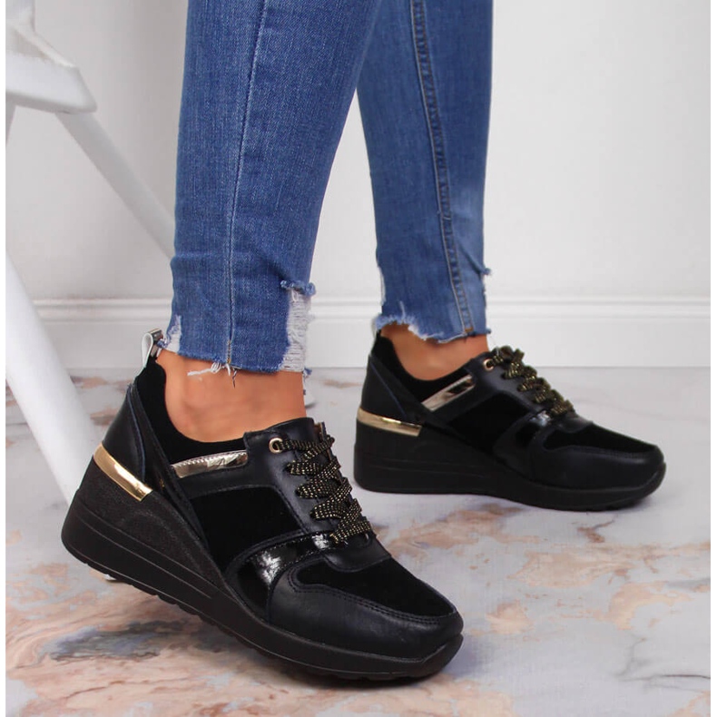 S.Barski Chaussures femme en cuir à talon compensé noir S. Barski 2