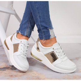 S.Barski Chaussures femme en cuir à semelles compensées, blanc S. Barski 1