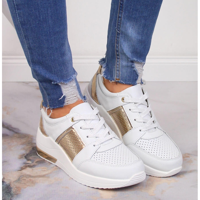 S.Barski Chaussures femme en cuir à semelles compensées, blanc S. Barski 2