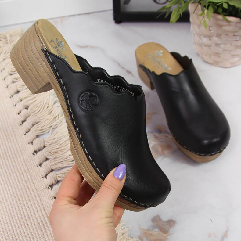 Rieker V6844-00 chaussons en cuir pour femme noir le noir 1 Rieker V6844-00 chaussons en cuir pour femme noir le noir 1