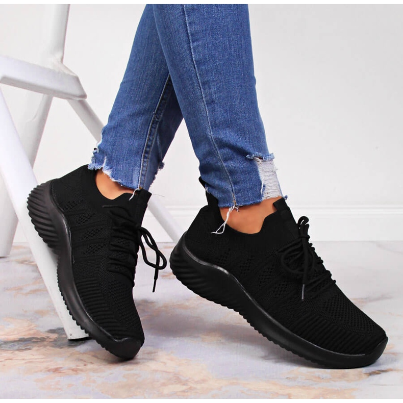 Chaussures de sport à enfiler en filet Filippo noir 1