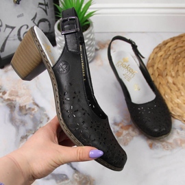 Rieker sandales femme cuir noir ajouré 40981-00 le noir 2