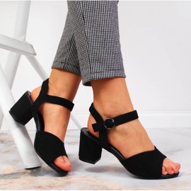 Sandales pour femmes sur le poteau en daim Vinceza noir le noir 4