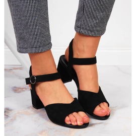 Sandales pour femmes sur le poteau en daim Vinceza noir le noir 5