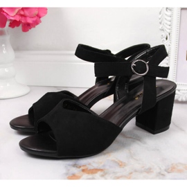Sandales pour femmes sur le poteau en daim Vinceza noir le noir 2