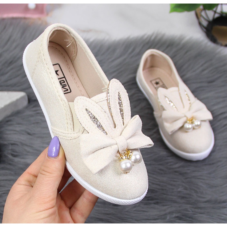 Baskets beiges à oreilles fille NEWS 1