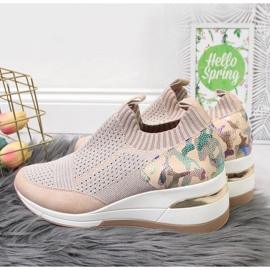 Baskets compensées femme rose poudré Artiker 2