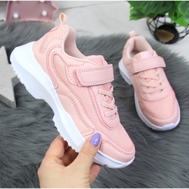 Chaussures de sport fille American Club roses à scratch 1