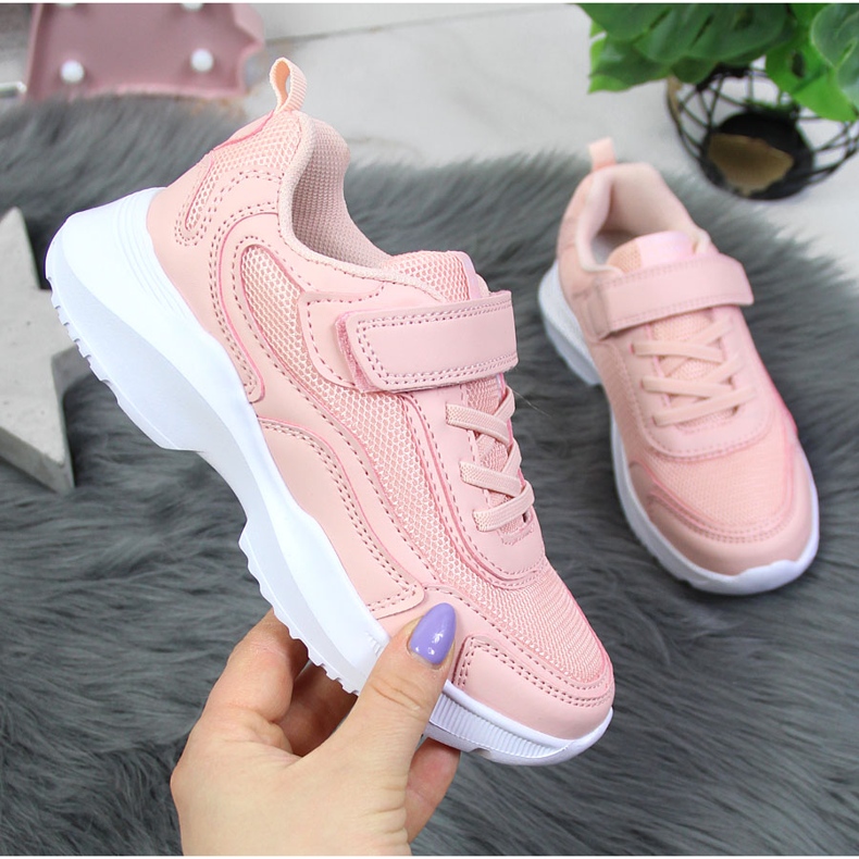 Chaussures de sport fille American Club roses à scratch 1