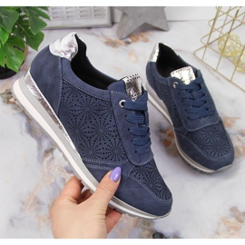 Baskets Jezzi bleues en daim, femmes 4
