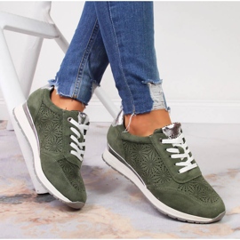Baskets Jezzi vertes en daim, femmes 1