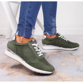 Baskets Jezzi vertes en daim, femmes 2