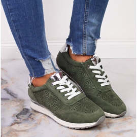 Baskets Jezzi vertes en daim, femmes 3
