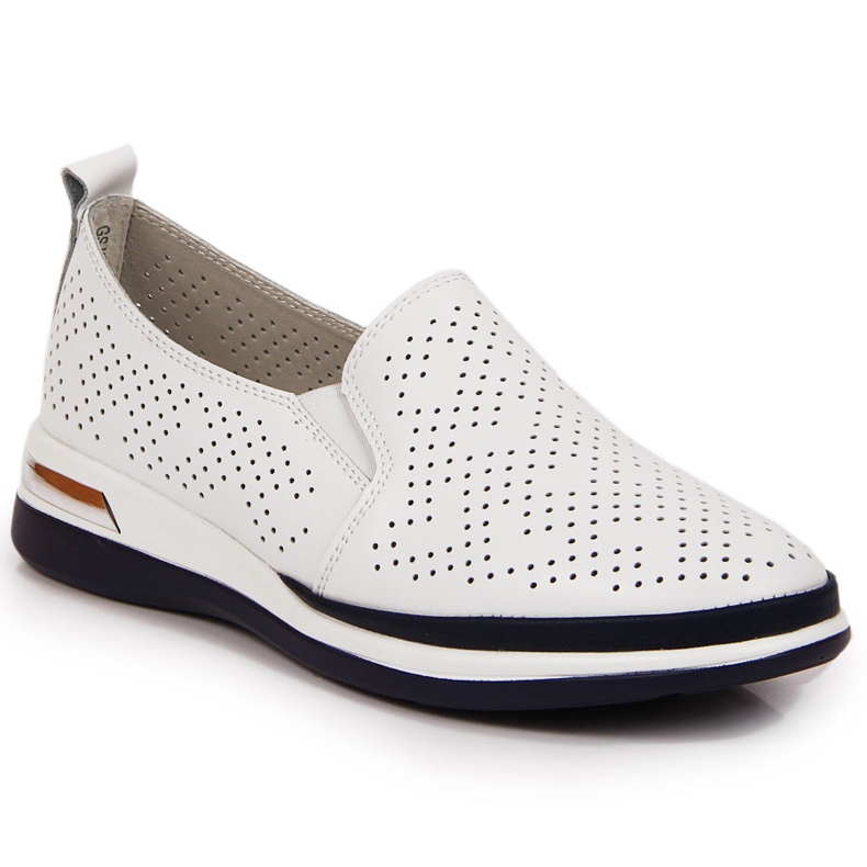 Mocassins femme cuir ajouré, slip-on, blanc T.Sokolski 2 Mocassins femme cuir ajouré, slip-on, blanc T.Sokolski 2