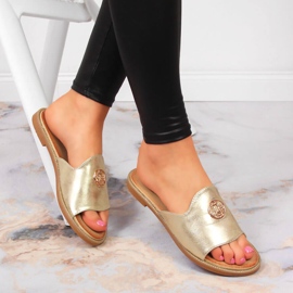 Babouches dorées pour femme avec décoration Filippo 1