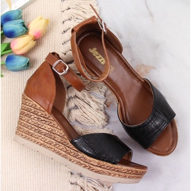 Sandales noires et marron pour femme Jezzi brun le noir 1 Sandales noires et marron pour femme Jezzi brun le noir 1