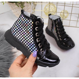 Bottes noires pour filles holographiques Kornecki 6814 le noir 1