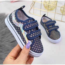 Baskets pour fille avec velcro et cœurs bleu marine Atletico 1