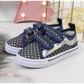 Baskets pour fille avec velcro et cœurs bleu marine Atletico 2